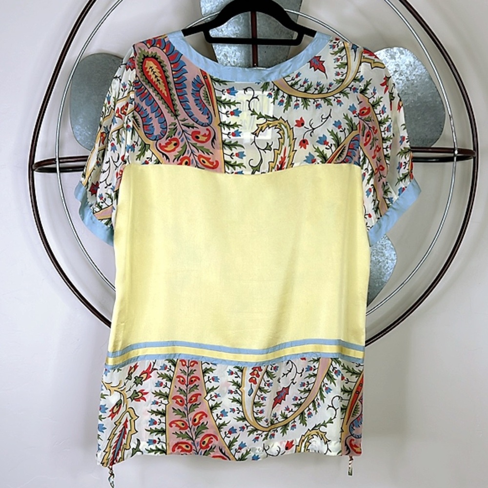 Johnny Was Mystic Floral Paisley Tunic Short Sleeve Top Blouse Medium - Picture 5 of 8